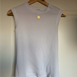 White Sleeveless Ribbed Top